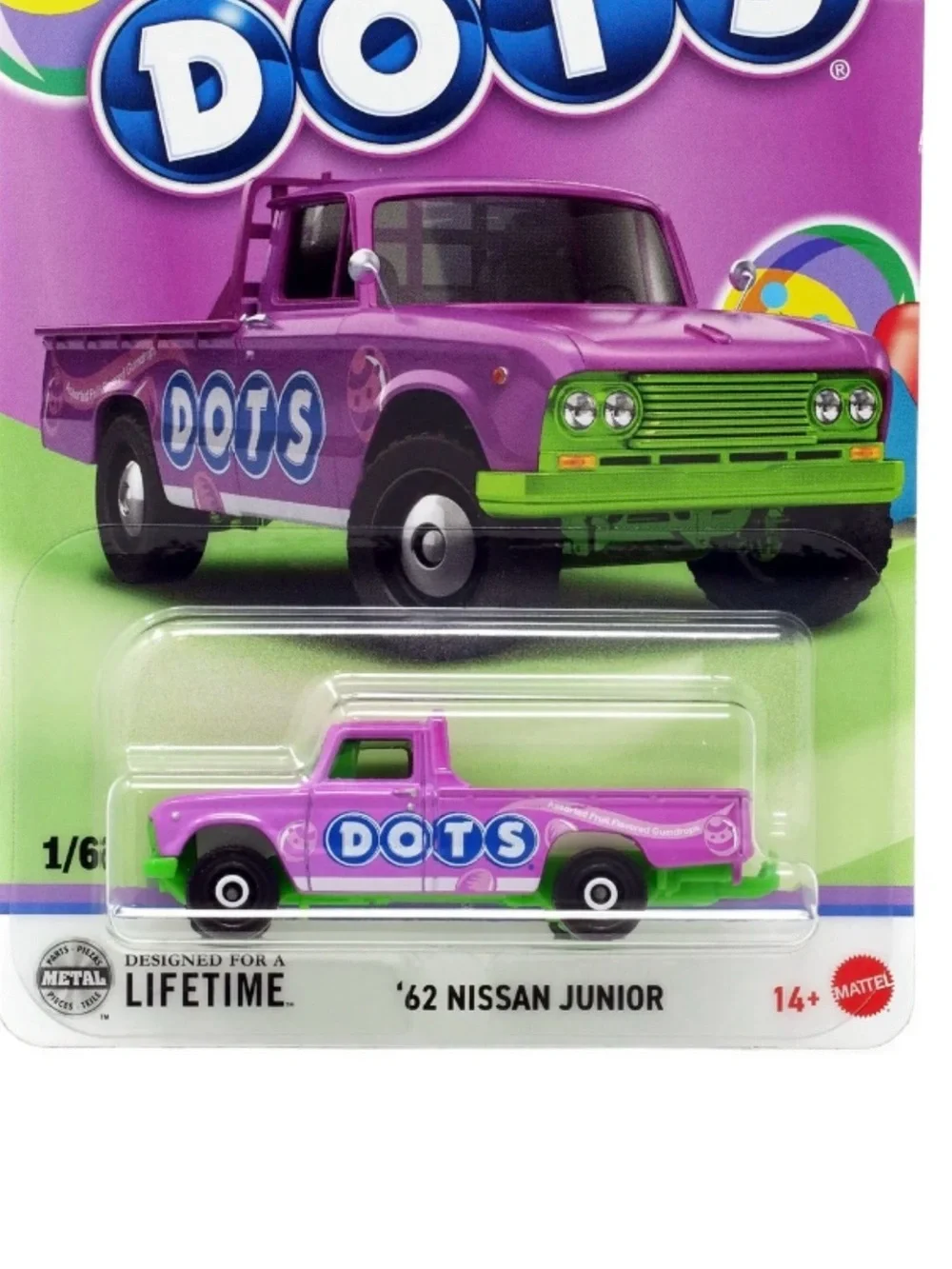 Matchbox DOTS Purple and Green '62 Nissan Junior Toy Truck